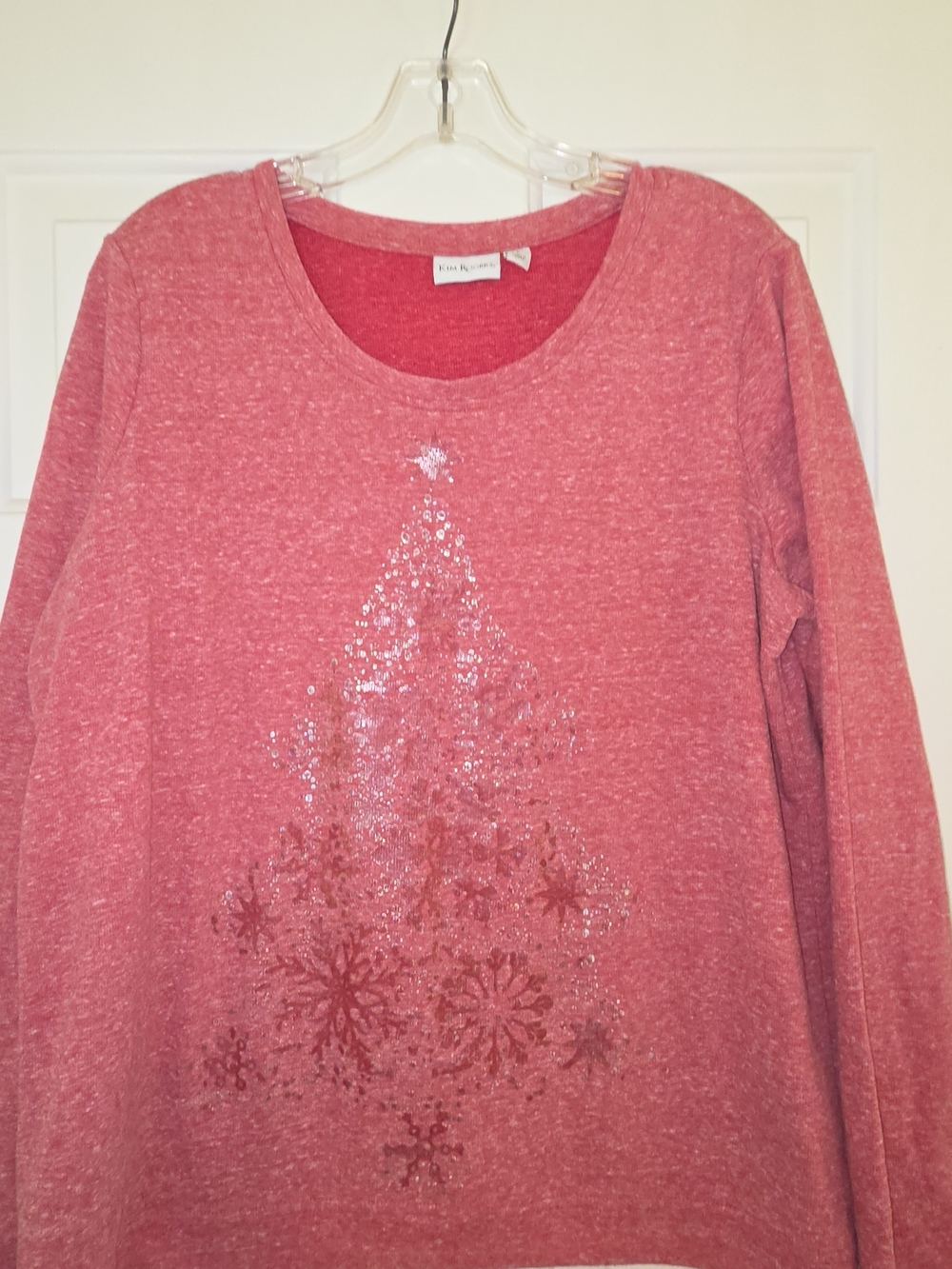 Kim Rogers Glimmer/Shimmer Snowflake Christmas Sweatshirt - Red